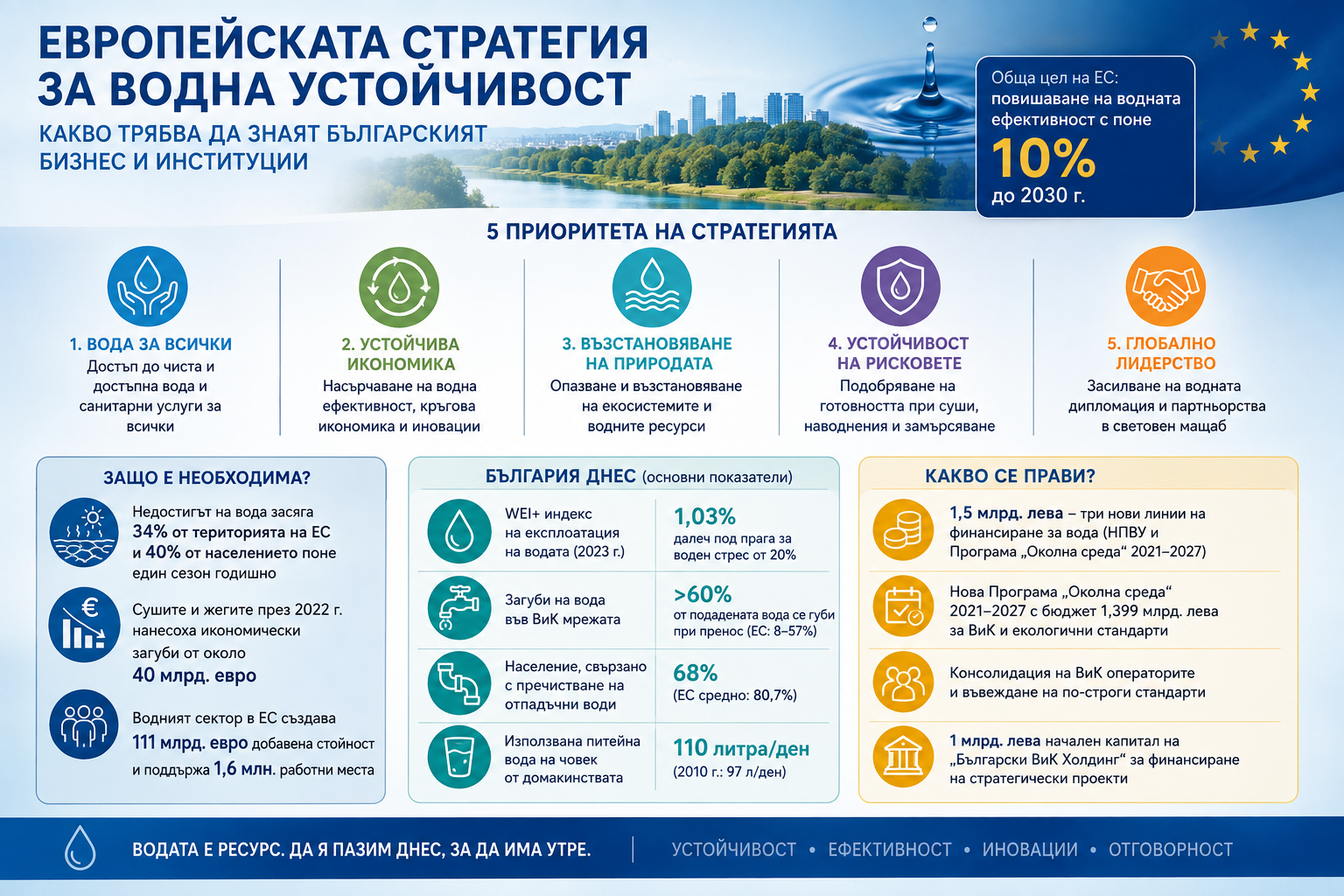 Европейската стратегия за водна устойчивост: Какво трябва да знаят българският бизнес и институции?
